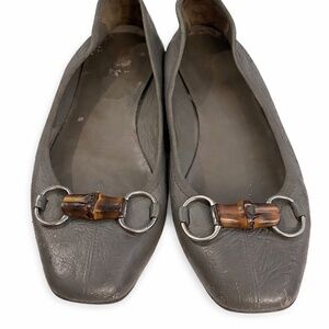 Gucci Gray Bamboo & Silver Ballet Flats "As Is"